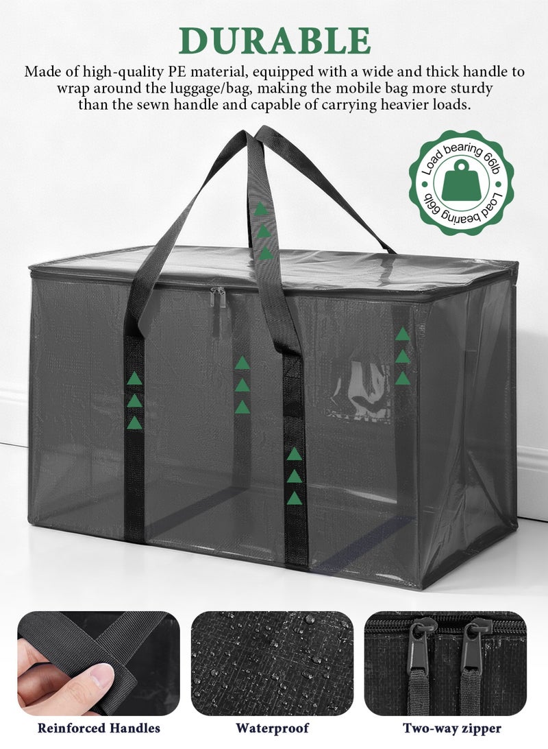 HomarKet 8 Pack Extra Heavy Duty Large Moving Bags with Strong Zipper & Comfortable Handles, Sturdy & Durable Clothes Storage Bags Totes Bins, 92L Packing Moving Boxes for College Supplies, Black - Image 4